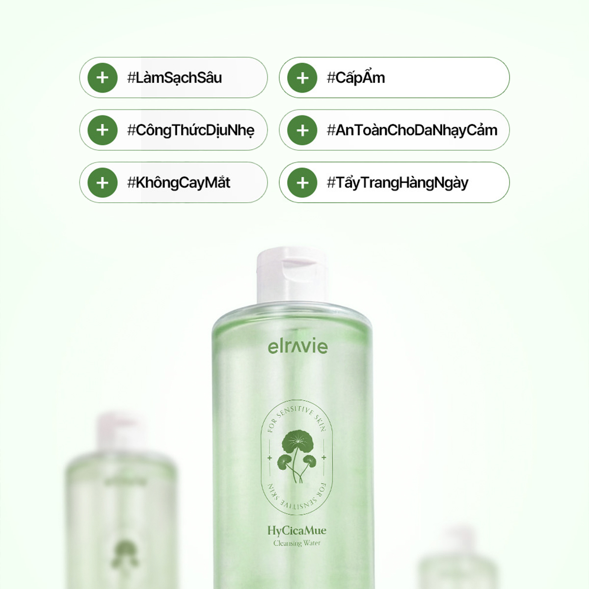 Nước tẩy trang dịu nhẹ Elravie HyCicaMue Cleansing Water 500ml - Ảnh 4